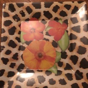 Slimware leopard print with flowers plate set-4